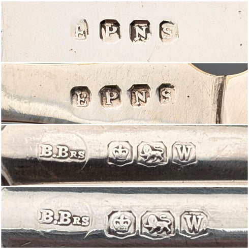 1939年頃 英国ヴィンテージ 純銀ハンドル カトラリー5ペア Barker Brothers 木箱入り